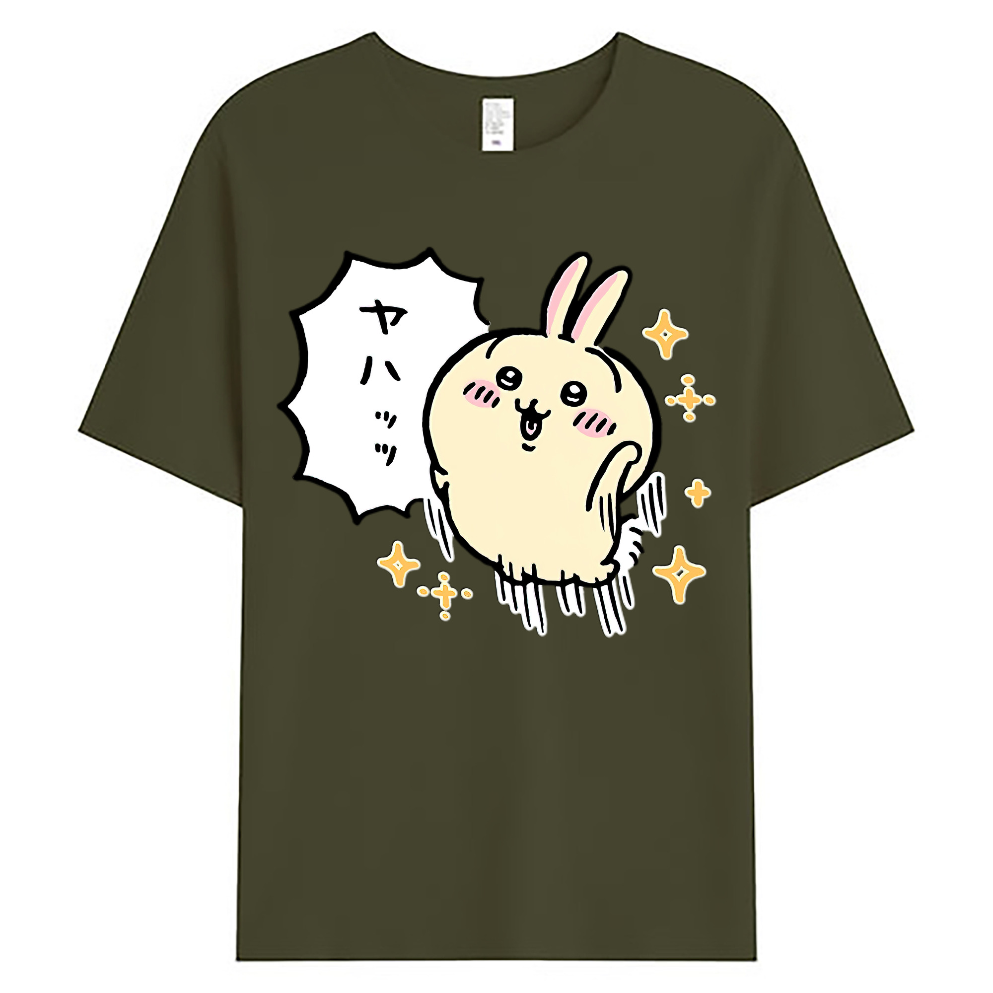 （画像用） ちいかわ うさぎ Chii-kawa usagi 綿100％ メンズ半袖Tシャツ｜肌触りやわらか＆通気性